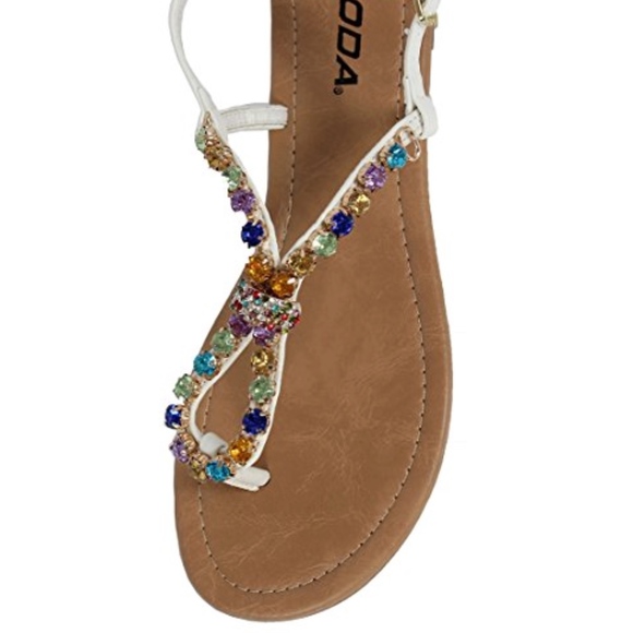 Shoes - White Color Gem Rhinestone Teardrop Slingback Flat